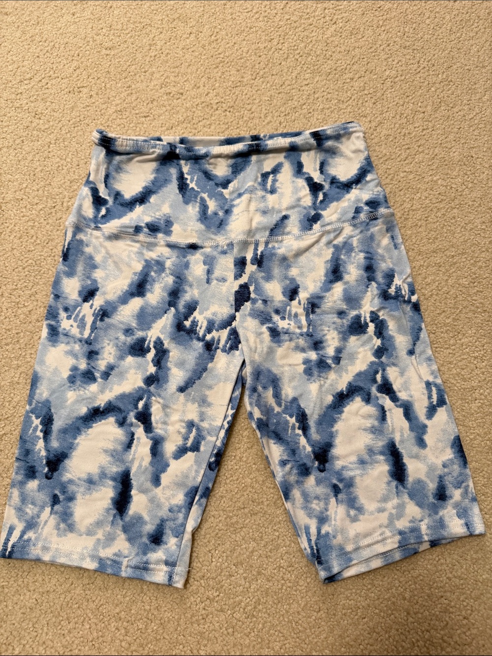 shosho Blue and White Tie-Dye Bike Shorts